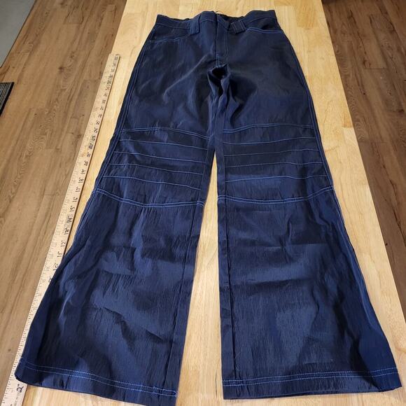 Silence+ Noise Size 2 Blue Nylon Y2K Pants 30" Inseam 26" Waist Flare - Picture 1 of 12